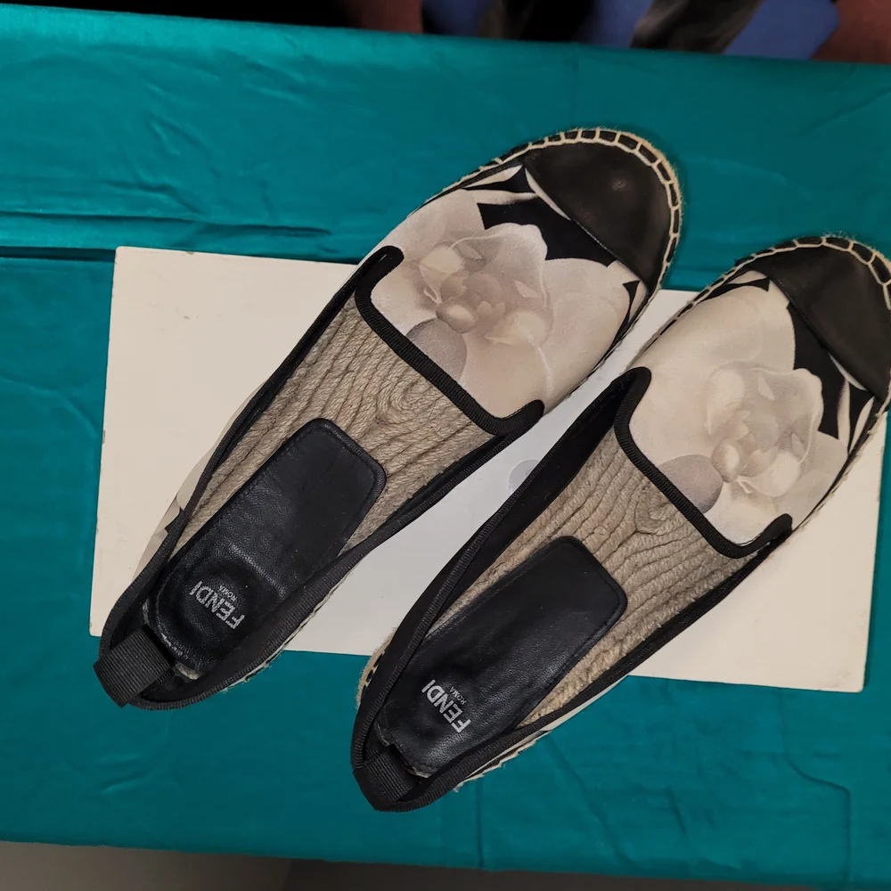 Fendi Black and Gray Floral Espadrilles - Picture 2 of 7